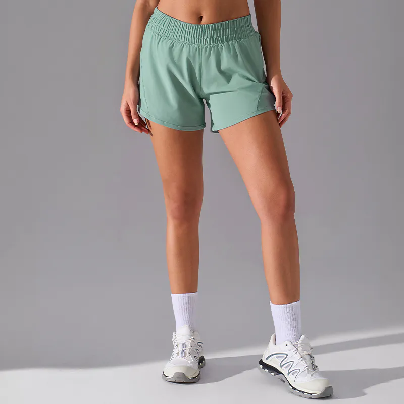 SH-007 White Custom Elastic Waist Athletic Shorts view 2 for activewear sourcing