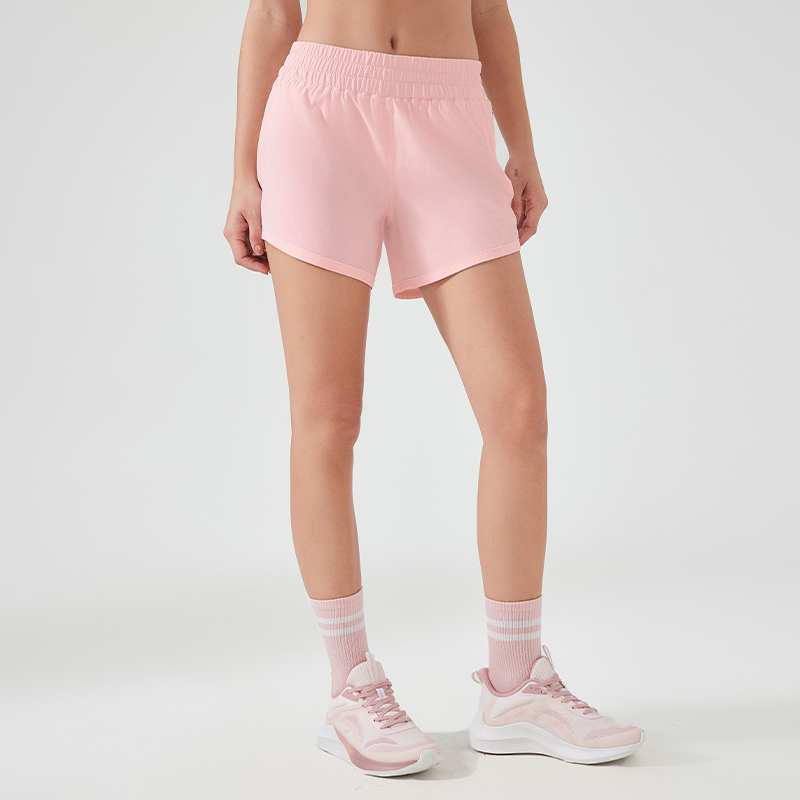 SH-007 Light Blue Custom Elastic Waist Athletic Shorts view 3 for activewear sourcing