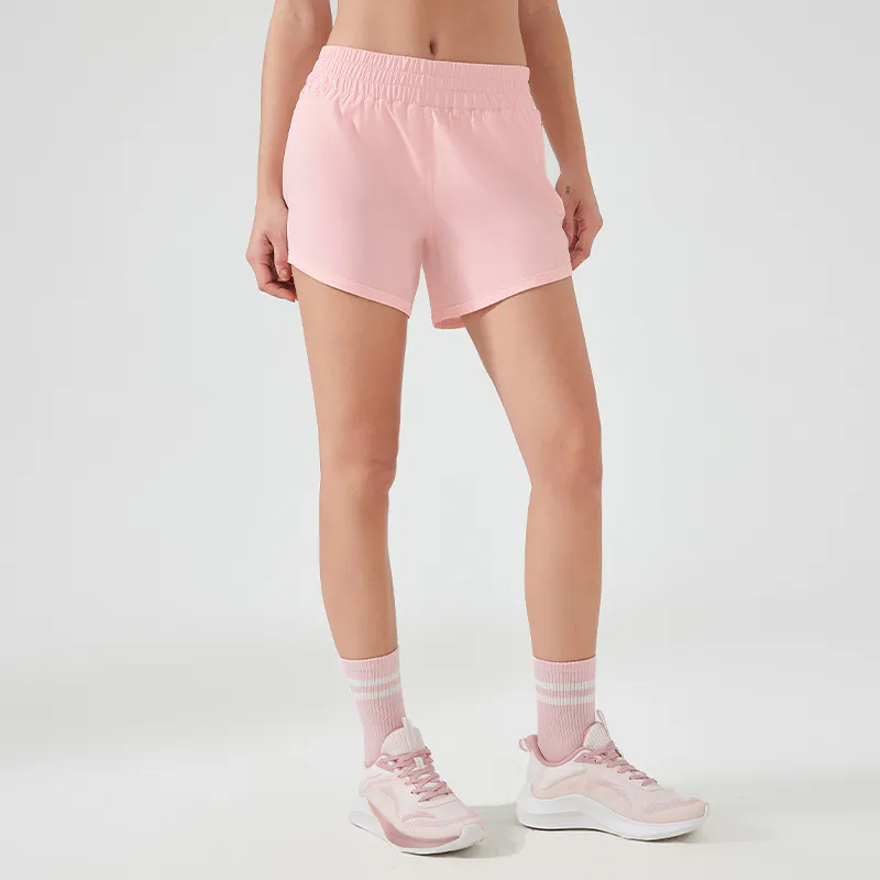SH-007 Light Blue Custom Elastic Waist Athletic Shorts view 3 for activewear sourcing