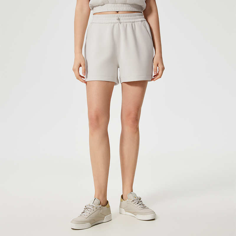 SH-008 White OEM Elastic Waistband Yoga Shorts High Waisted view 3 for activewear sourcing