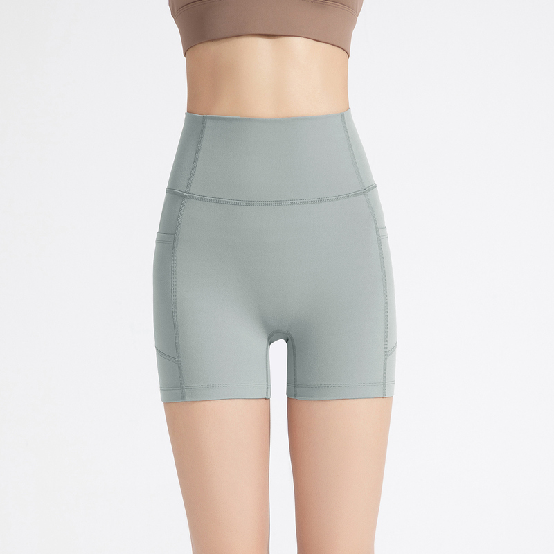 SH-019 White Custom Side Pocket Biker Shorts view 4 for activewear sourcing