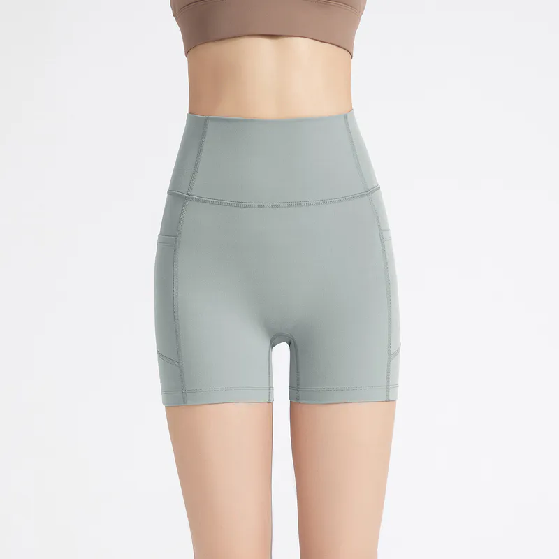 SH-019 White Custom Side Pocket Biker Shorts view 4 for activewear sourcing
