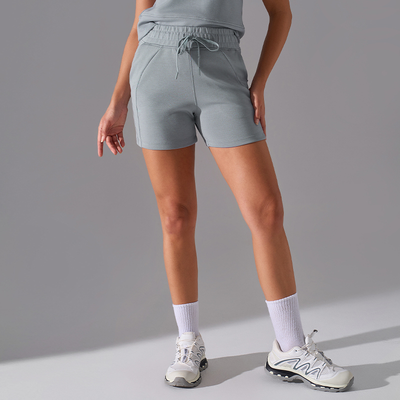 SH-022 Charcoal Custom Drawstring High Waist Athletic Shorts view 2 for activewear sourcing