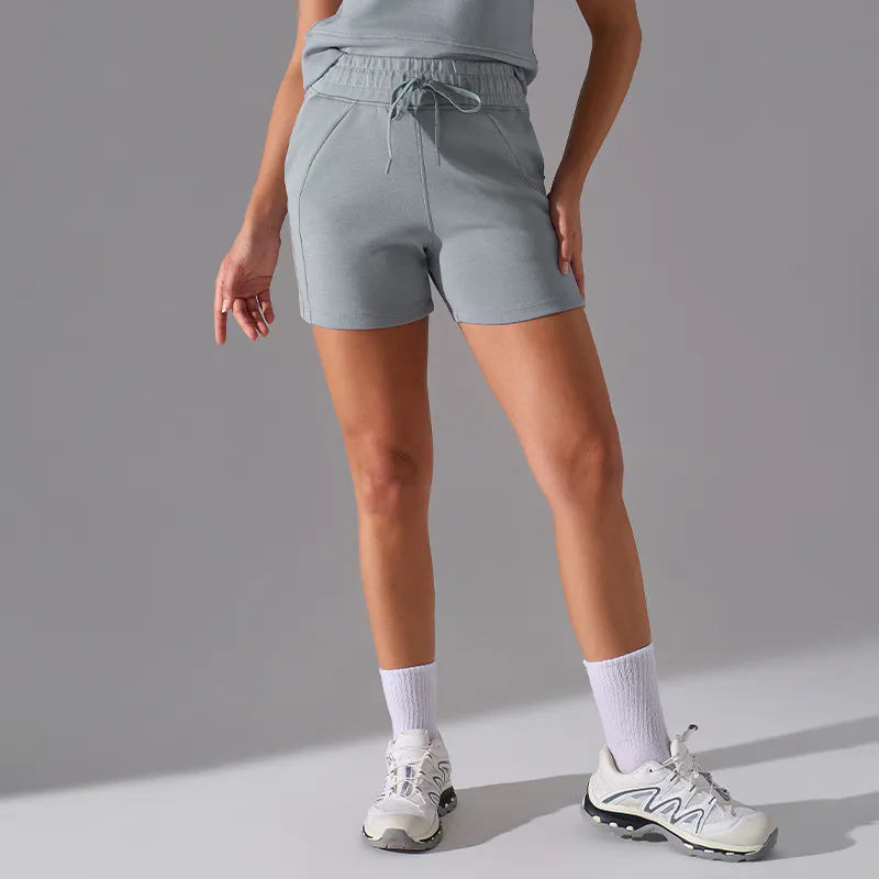 SH-022 Charcoal Custom Drawstring High Waist Athletic Shorts view 2 for activewear sourcing