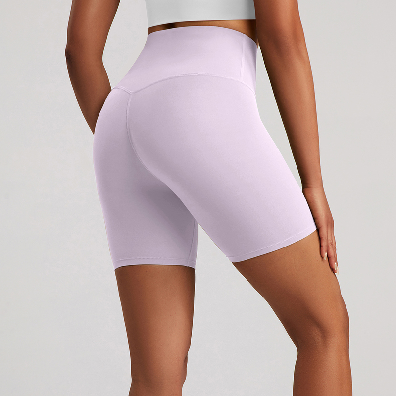 SH-024 Charcoal Private Label Nylon Spandex High Waist Yoga Shorts view 2 for activewear sourcing