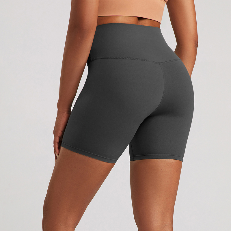 SH-024 Navy Blue Private Label Nylon Spandex High Waist Yoga Shorts view 3 for activewear sourcing