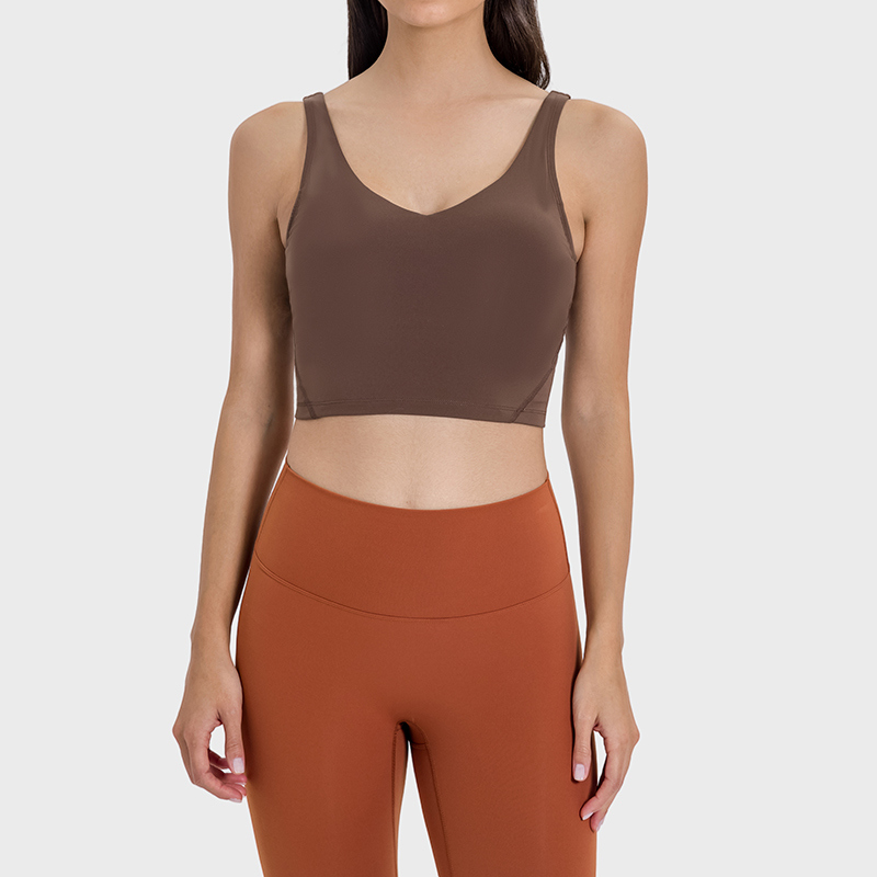 YT-003 Mauve OEM Seamless Medium Support Crop Top view 3 for activewear sourcing