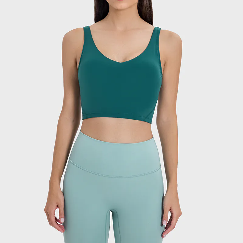 YT-003 White OEM Seamless Medium Support Crop Top view 4 for activewear sourcing