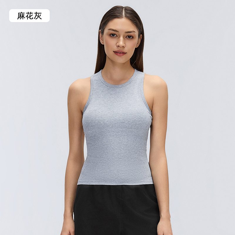 YT-008 White Custom Ribbed Racerback Workout Tank Top view 2 for activewear sourcing