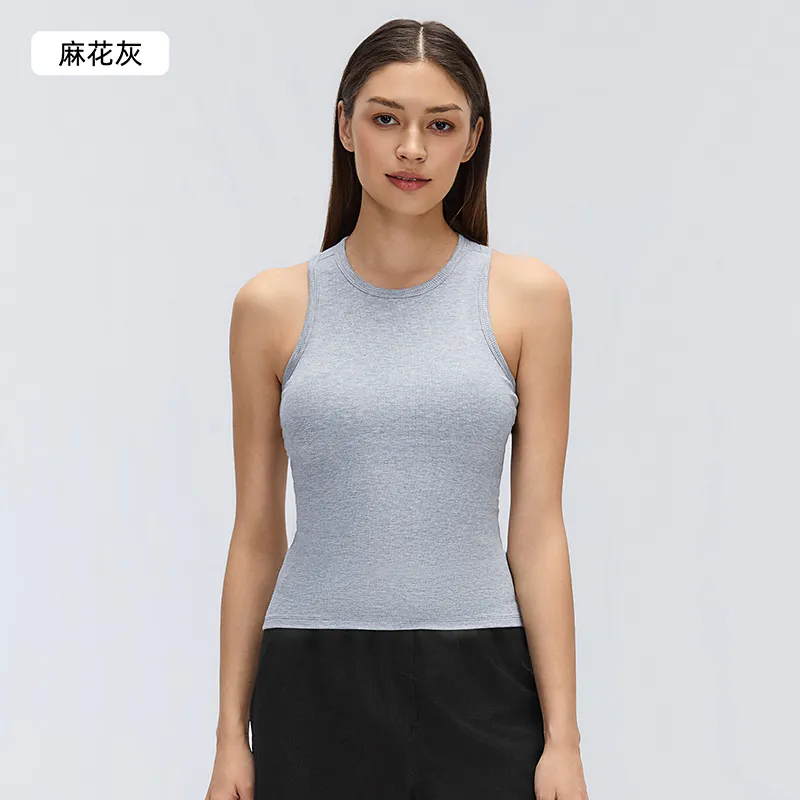 YT-008 White Custom Ribbed Racerback Workout Tank Top view 2 for activewear sourcing