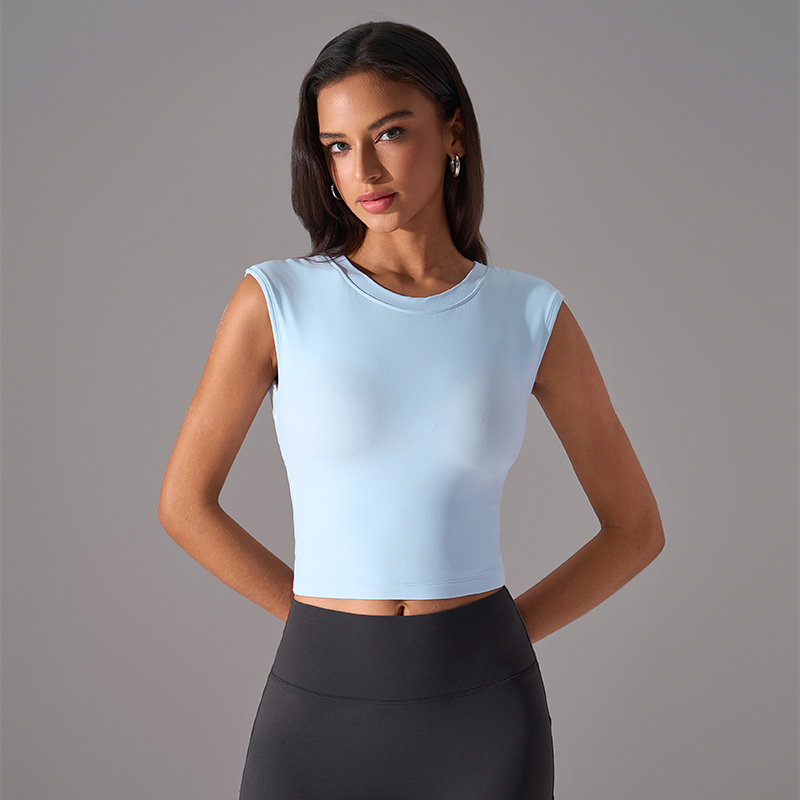 YT-010 Black Private Label Cropped Sleeveless Yoga Top view 3 for activewear sourcing