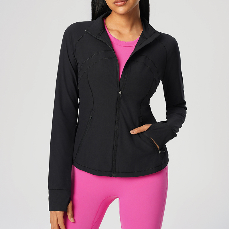 YT-011 Light Blue Custom Full Zip Yoga Jacket view 5 for activewear sourcing