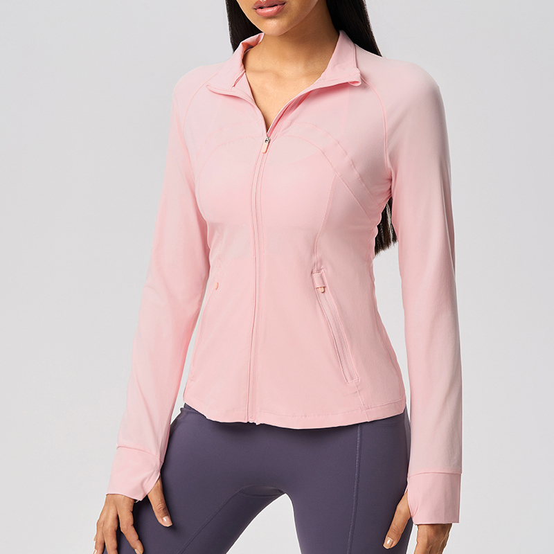 YT-011 Black Custom Full Zip Yoga Jacket view 6 for activewear sourcing