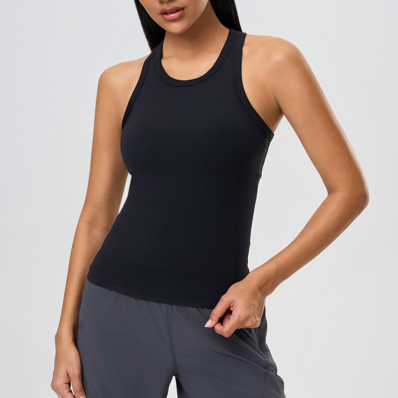 YT-018 White Private Label Racerback Workout Tank Top view 2 for activewear sourcing