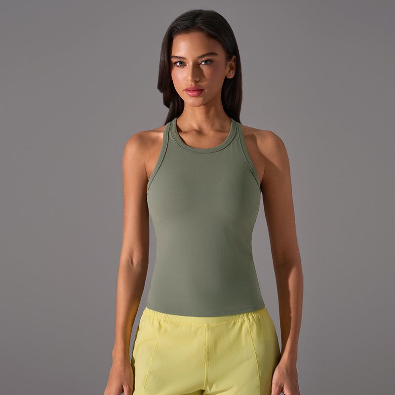 YT-018 Black Private Label Racerback Workout Tank Top view 3 for activewear sourcing