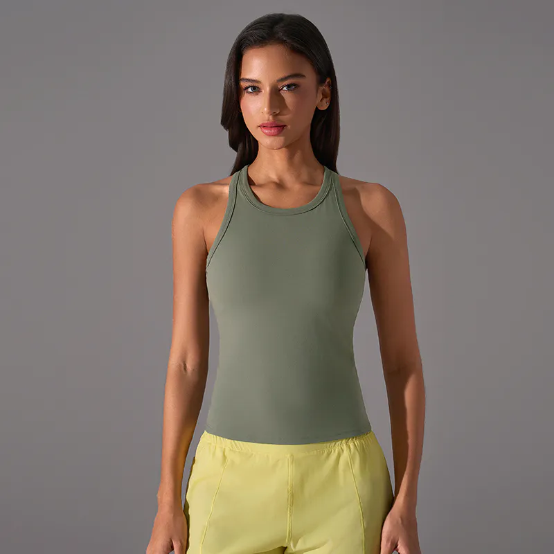 YT-018 Black Private Label Racerback Workout Tank Top view 3 for activewear sourcing