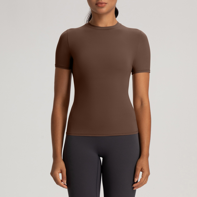 YT-022 White Custom Ultra Soft Short Sleeve Workout Top view 2 for activewear sourcing
