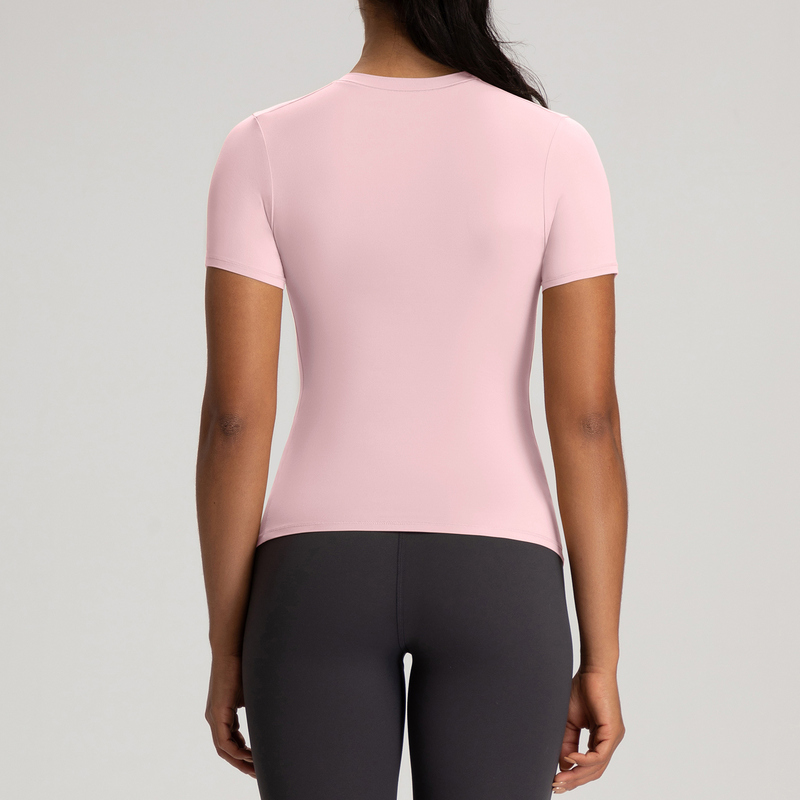 YT-022 Red Custom Ultra Soft Short Sleeve Workout Top view 4 for activewear sourcing