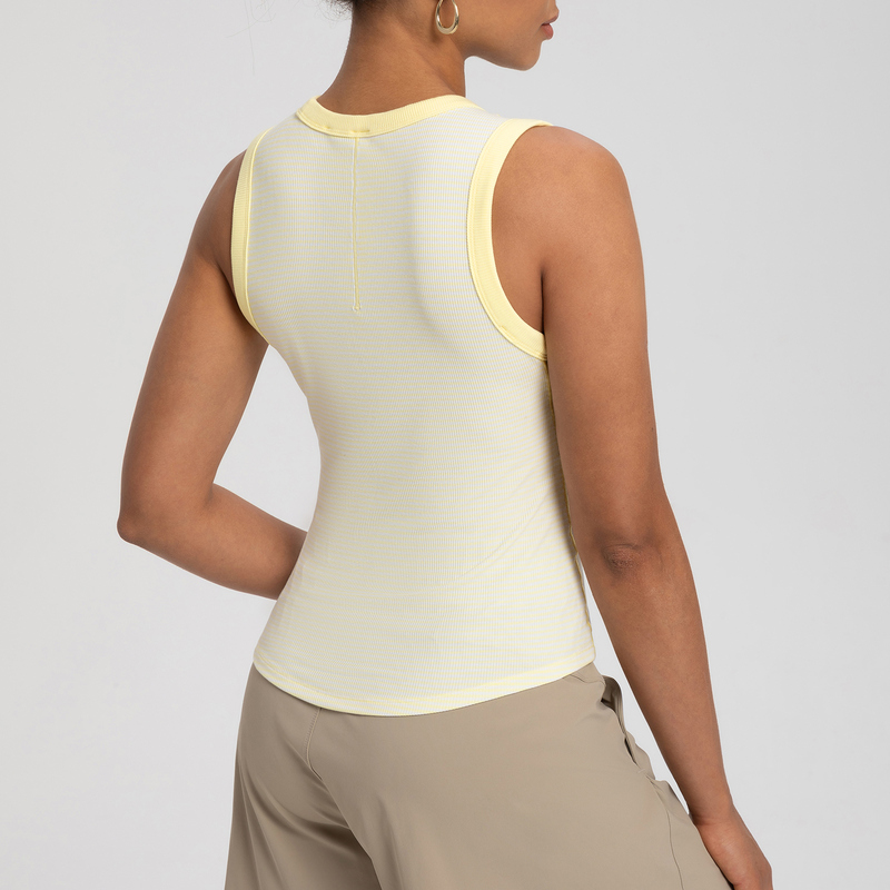 YT-025 White Custom Ribbed Knit Sleeveless Tank Top view 3 for activewear sourcing
