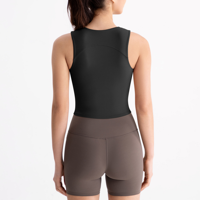 YT-027 White Private Label Sculpting Sleeveless Yoga Tank view 2 for activewear sourcing