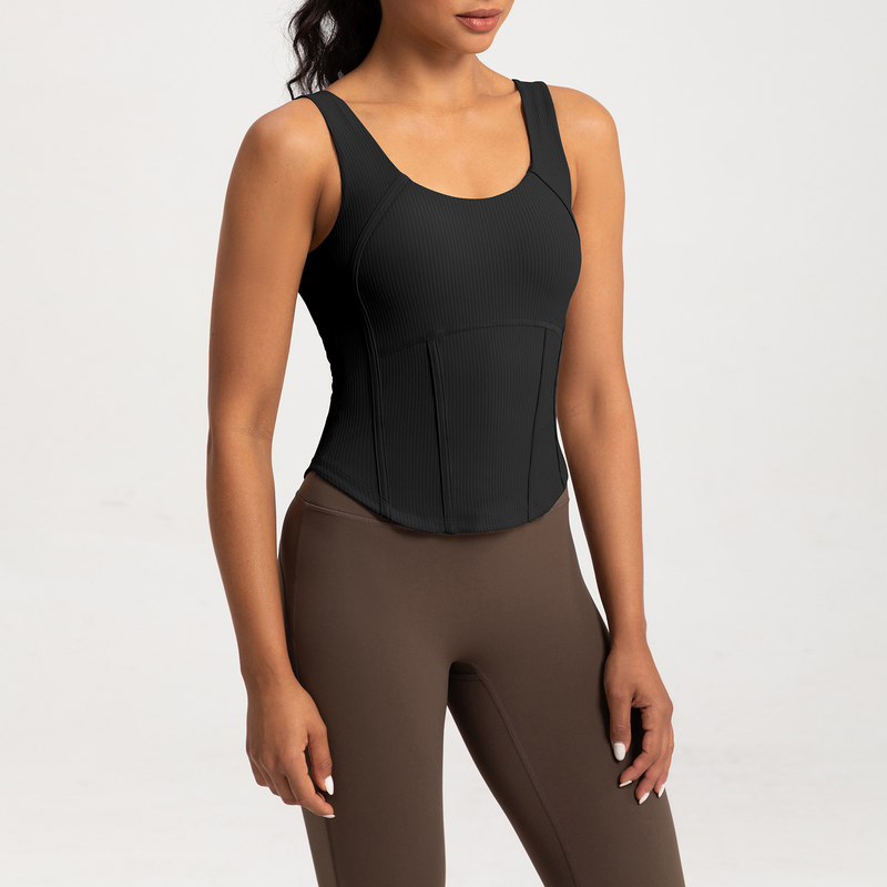 YT-030 Private Label Ribbed Corset Workout Tank view 2 for activewear sourcing