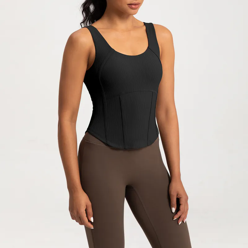 YT-030 Private Label Ribbed Corset Workout Tank view 2 for activewear sourcing