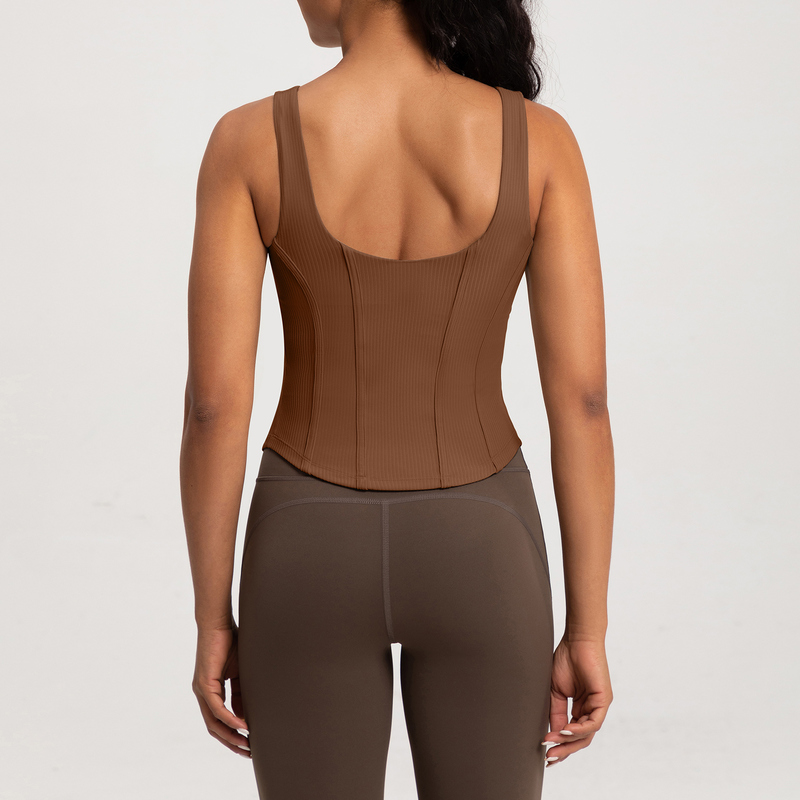 YT-030 Private Label Ribbed Corset Workout Tank view 3 for activewear sourcing
