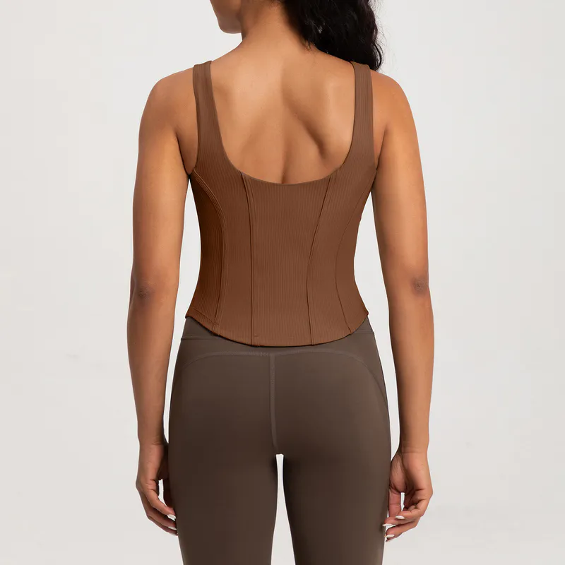 YT-030 Private Label Ribbed Corset Workout Tank view 3 for activewear sourcing