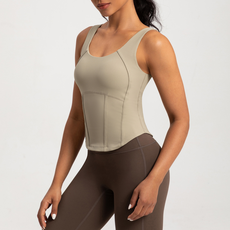 YT-030 Private Label Ribbed Corset Workout Tank view 4 for activewear sourcing