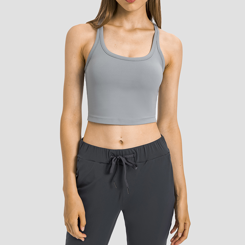 YT-032 Charcoal OEM Racerback Crop Yoga Tank view 3 for activewear sourcing