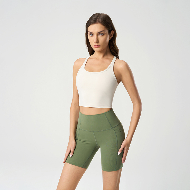 YT-032 Red OEM Racerback Crop Yoga Tank view 4 for activewear sourcing