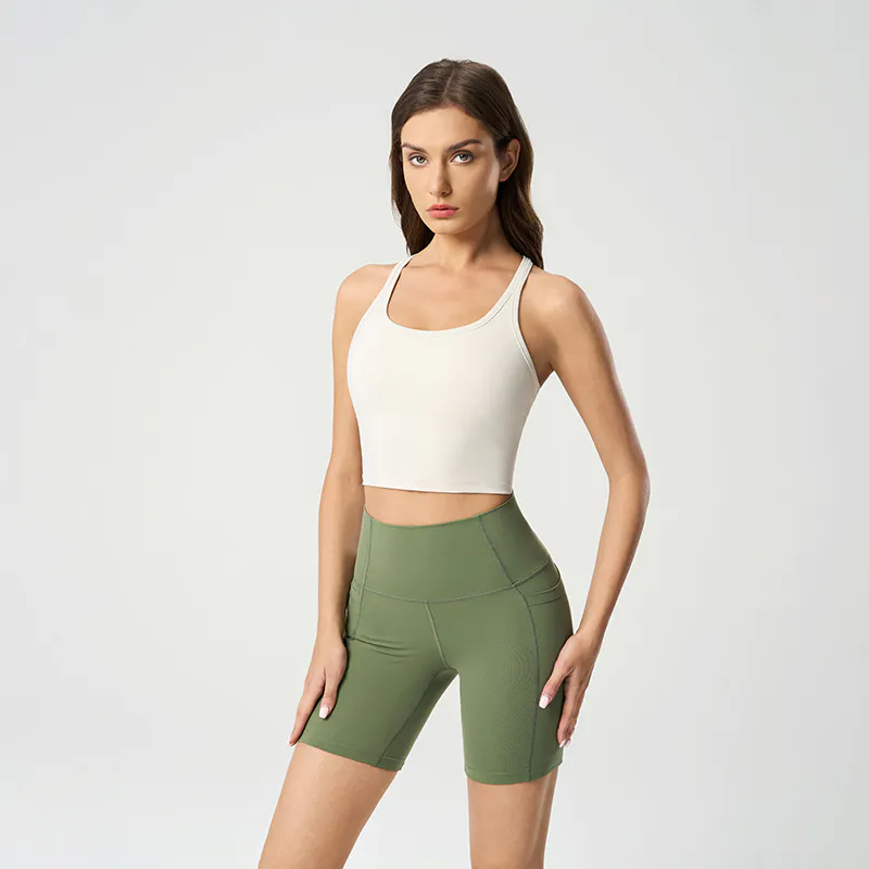 YT-032 Red OEM Racerback Crop Yoga Tank view 4 for activewear sourcing