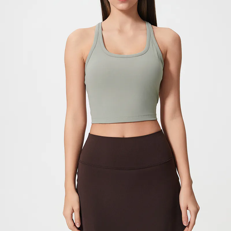 YT-032 Purple OEM Racerback Crop Yoga Tank view 5 for activewear sourcing