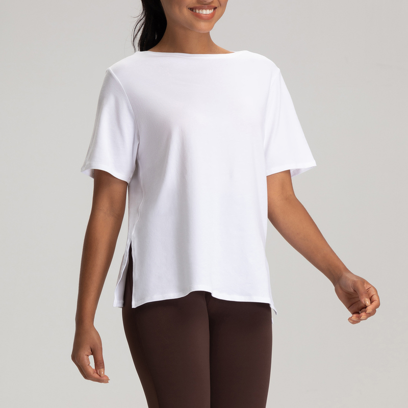 YT-035 Red OEM Short Sleeve Yoga Tee view 2 for activewear sourcing