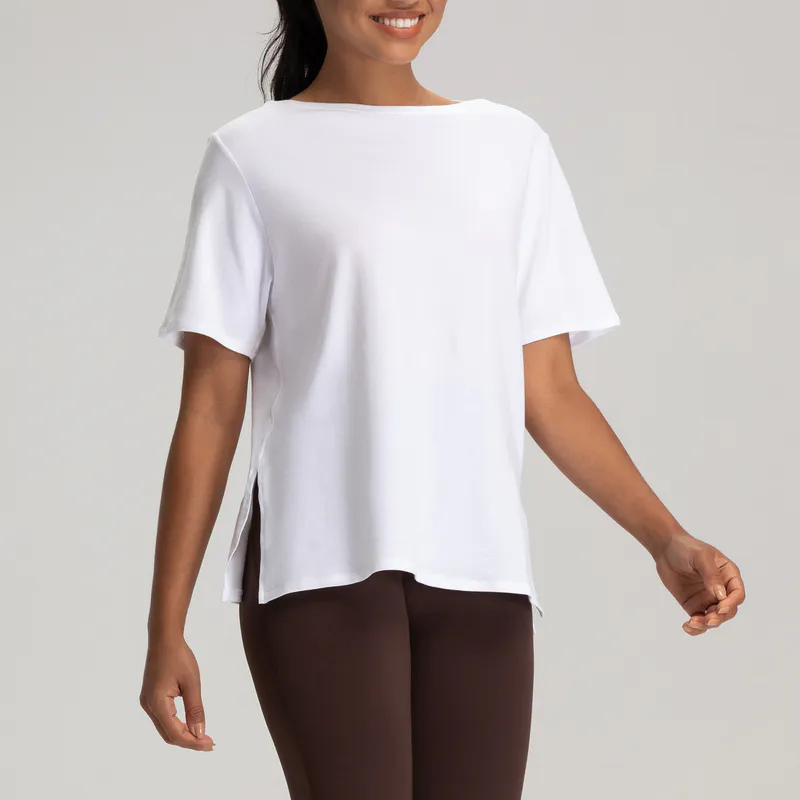 YT-035 Red OEM Short Sleeve Yoga Tee view 2 for activewear sourcing