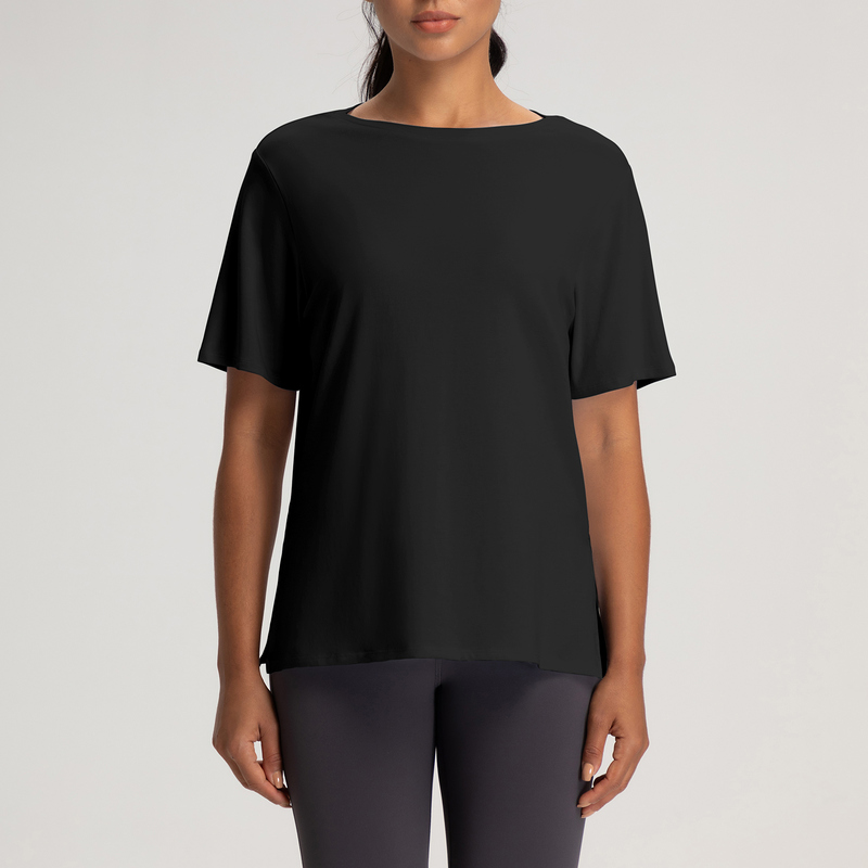 YT-035 White OEM Short Sleeve Yoga Tee view 3 for activewear sourcing