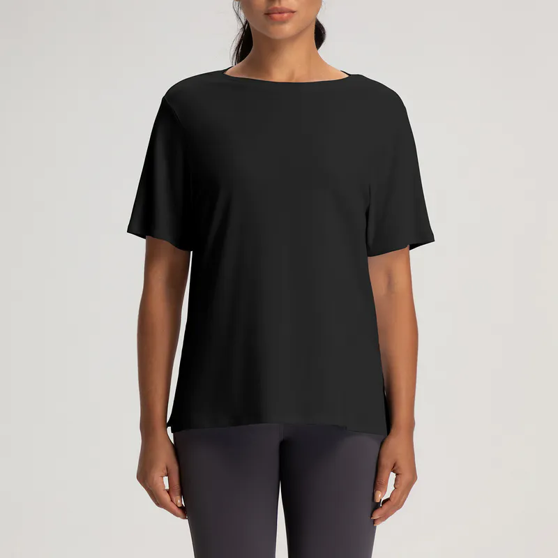 YT-035 White OEM Short Sleeve Yoga Tee view 3 for activewear sourcing