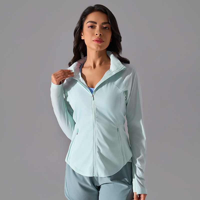 YT-038 White OEM Full Zip Workout Jacket view 2 for activewear sourcing