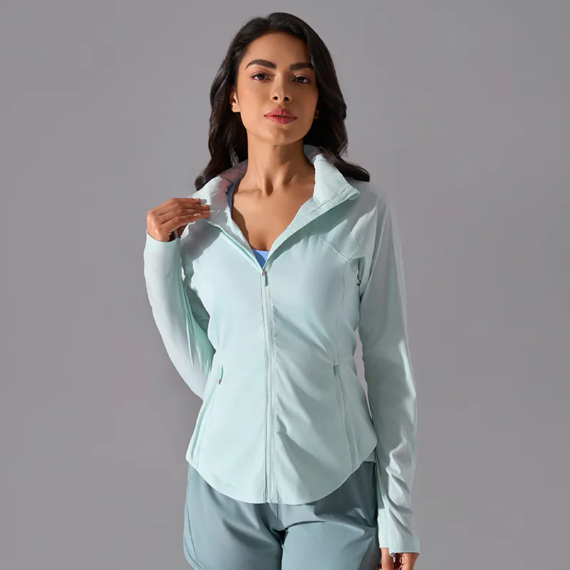YT-038 White OEM Full Zip Workout Jacket view 2 for activewear sourcing
