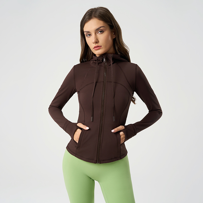 YT-039 Light Blue Private Label Full Zip Workout Jacket view 2 for activewear sourcing