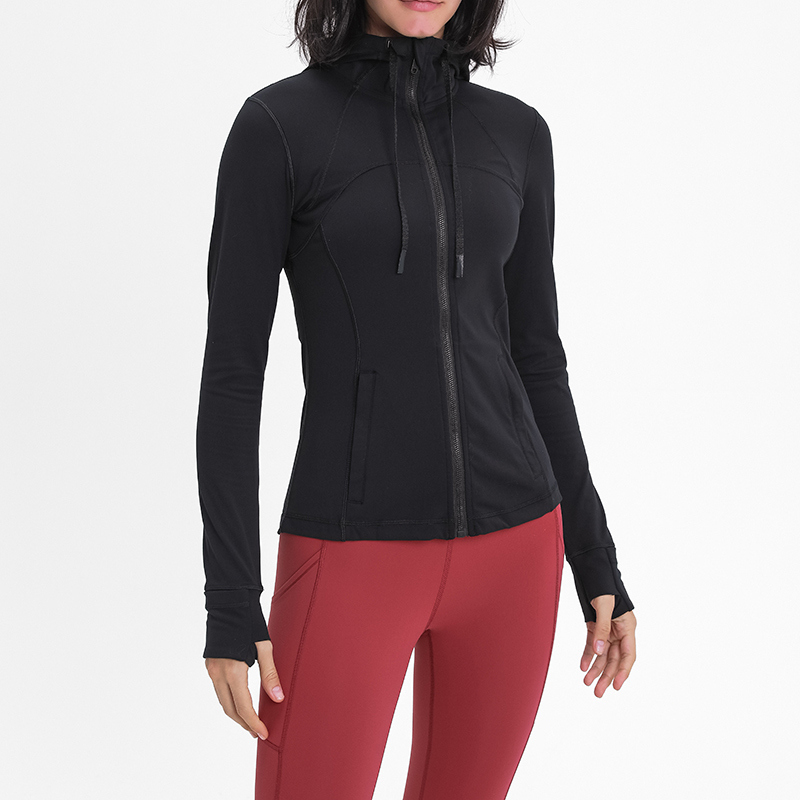 YT-039 Black Private Label Full Zip Workout Jacket view 4 for activewear sourcing