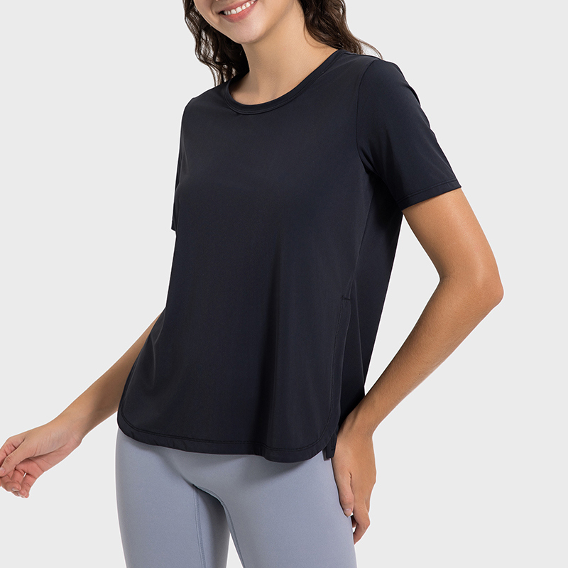YT-040 Custom Short Sleeve Yoga Tee view 4 for activewear sourcing