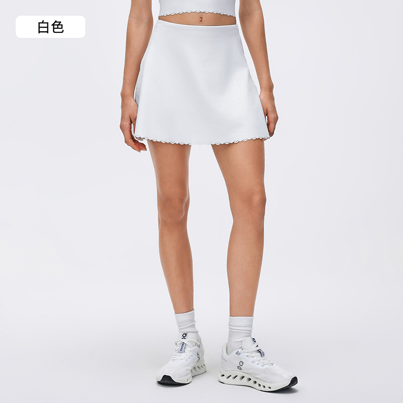 OEM lace trim tennis skort with built-in shorts for courtwear sourcing