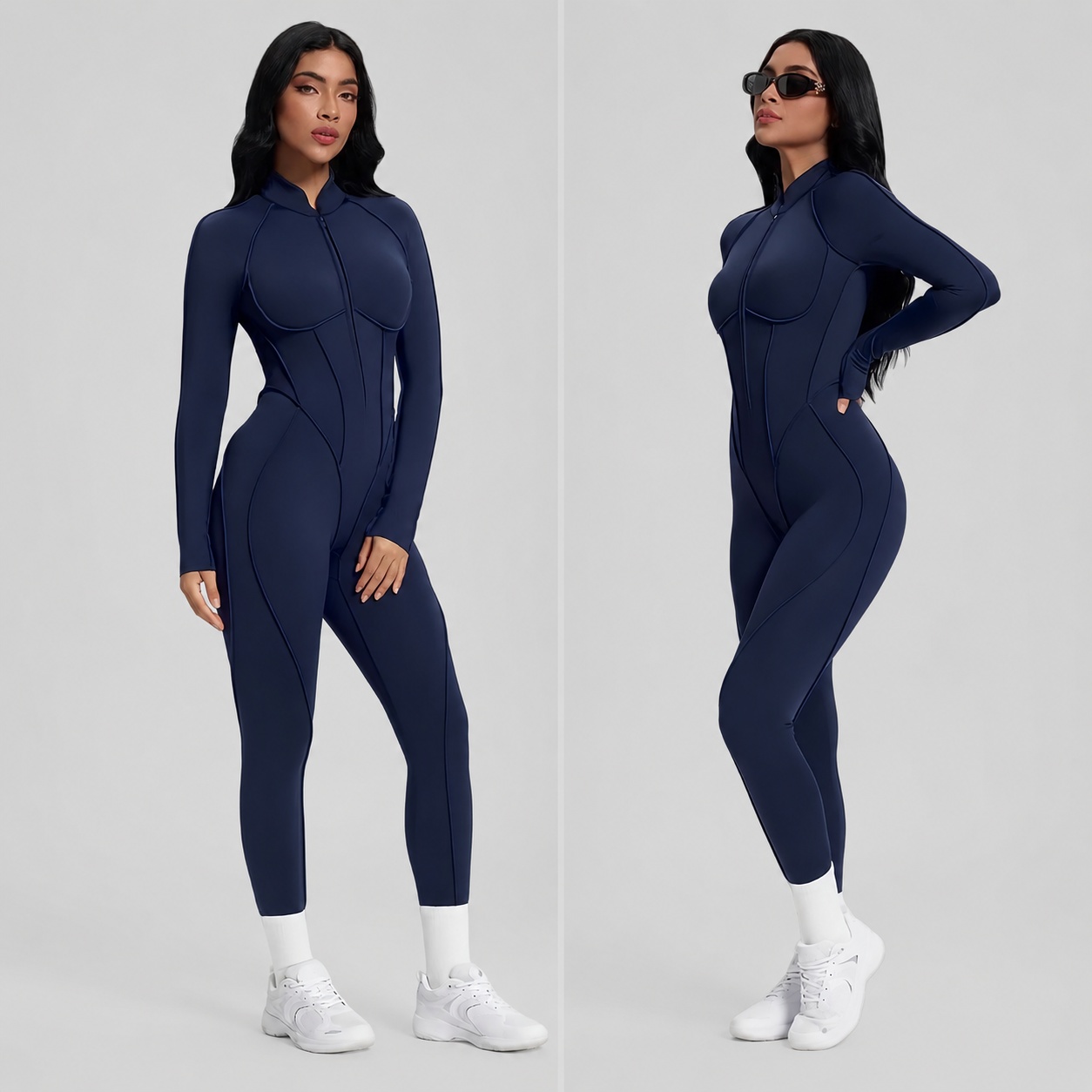 OP-020 Hooded Long Sleeve Activewear Jumpsuit for private label activewear sourcing