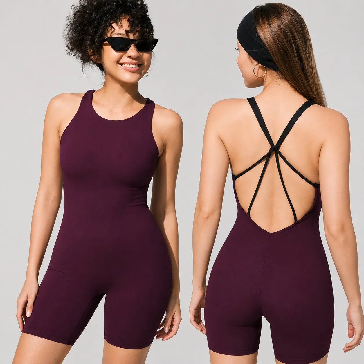 OP-025 Open Back Biker Workout Unitard