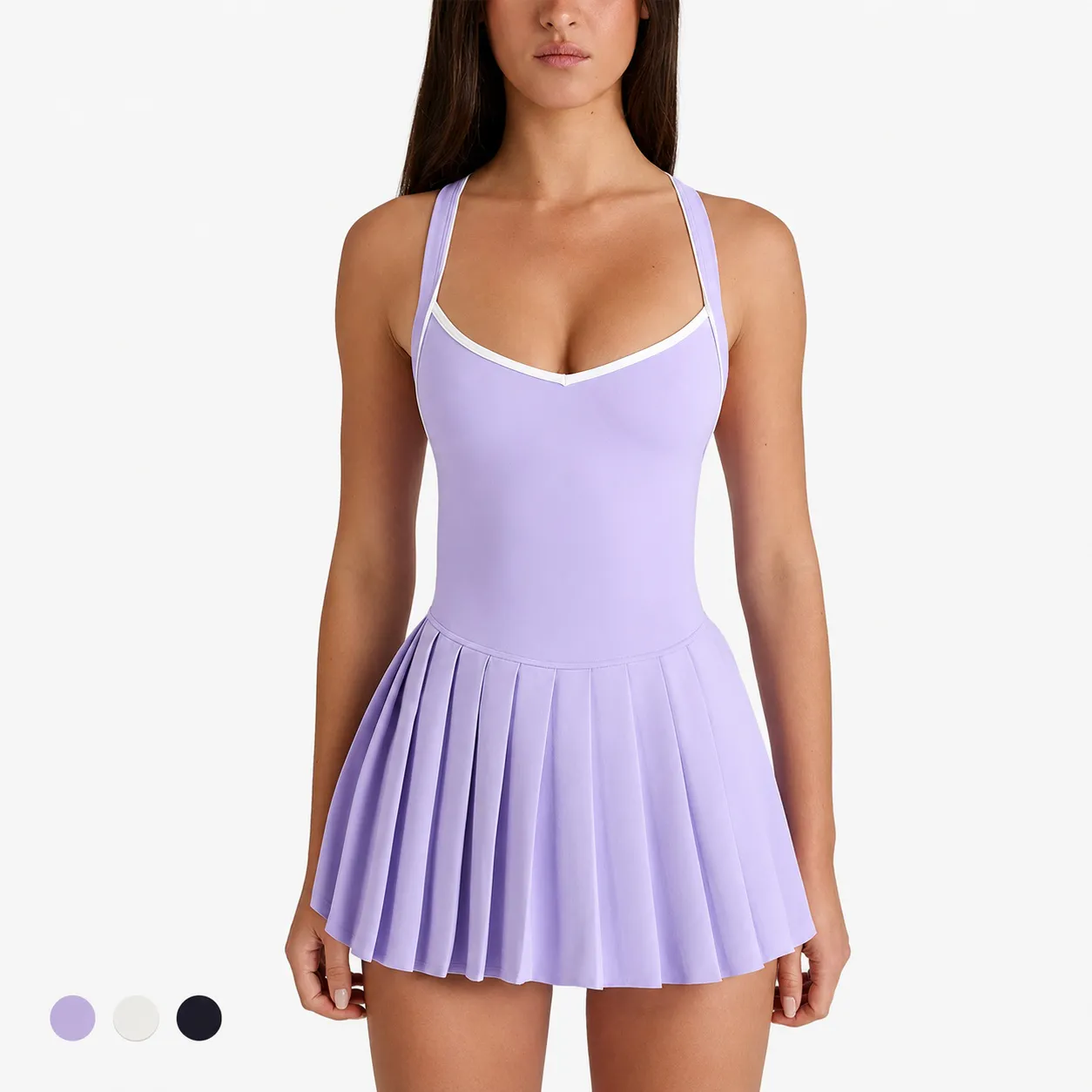 TD-015 Lavender Pleated Tennis Dress