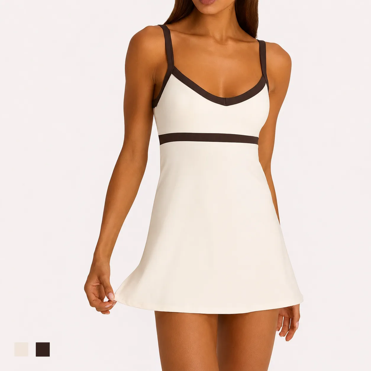 TD-017 Contrast Trim Court Dress
