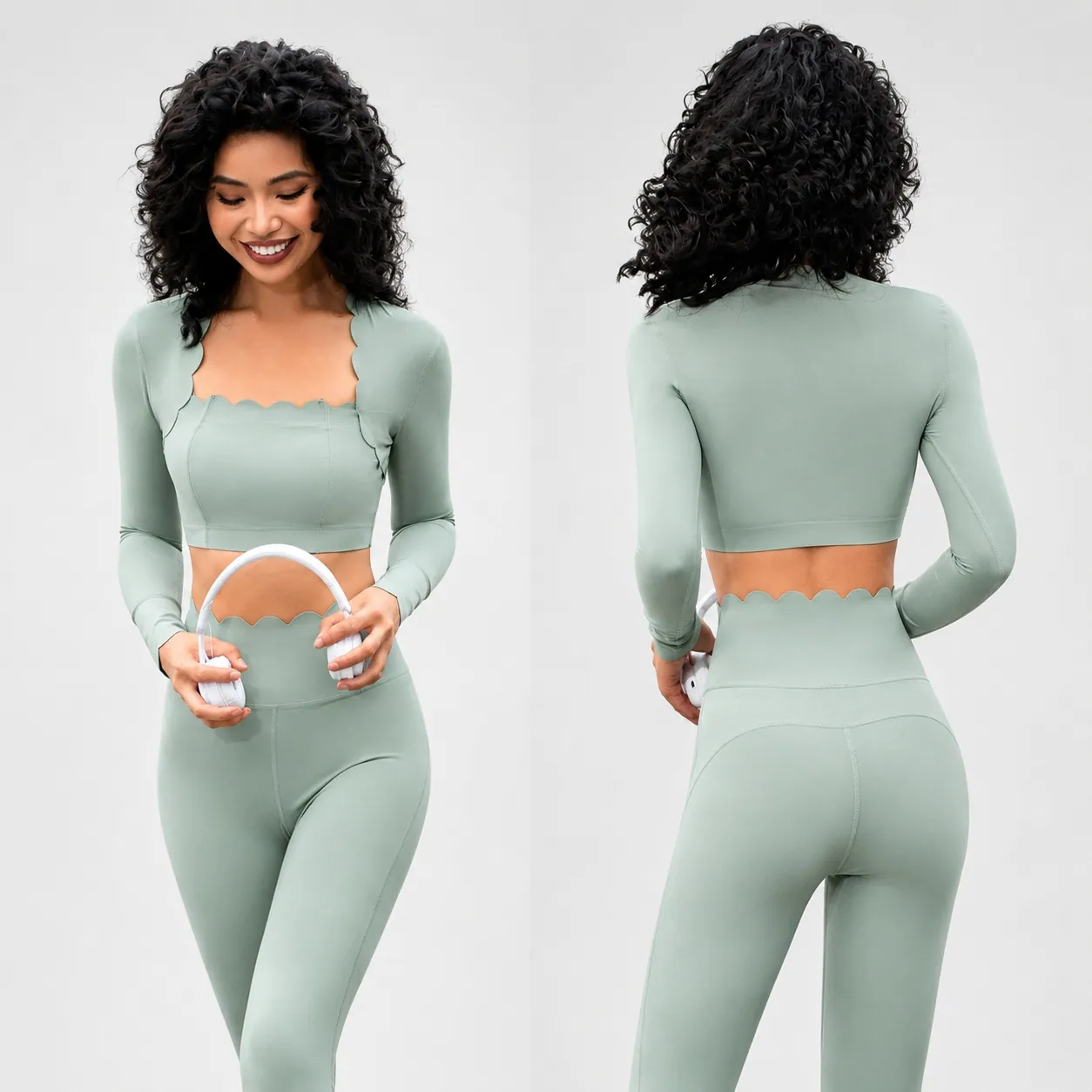 YS-015 Square Neck Long Sleeve Yoga Set