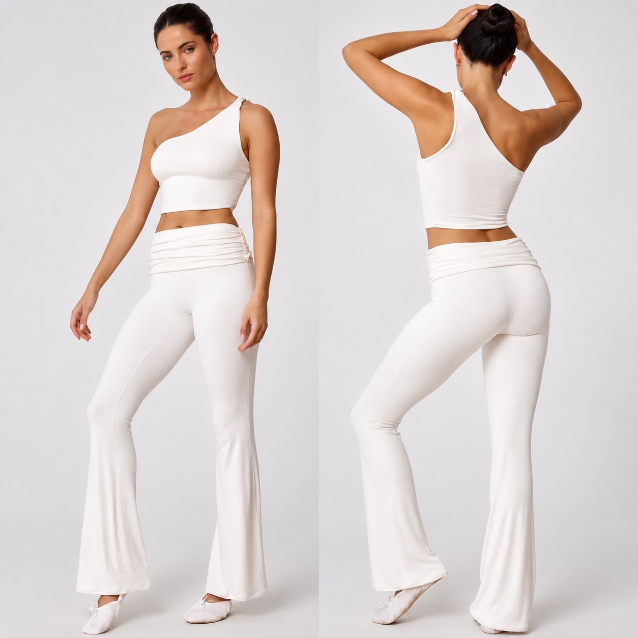 White Cross Back Yoga Set for OEM activewear manufacturing