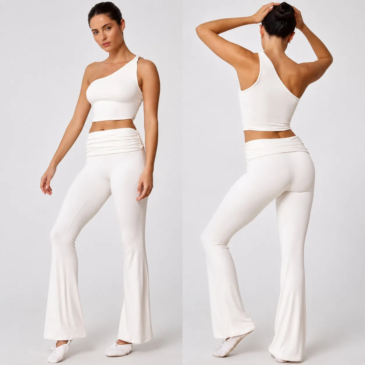 YS-017 White Cross Back Yoga Set